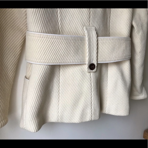 Soia&Kyo wool blend cream rib texture belted fitted coat - Picture 14 of 17
